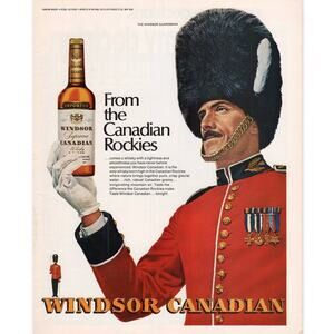 Windsor Supreme Canadian Whisky Magazine Advertisement Vintage Guardsman Rockies